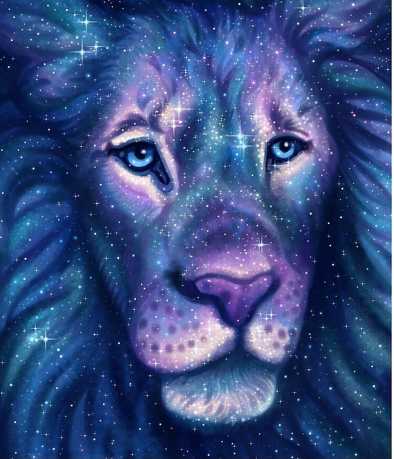 Caption: Majestic Galaxy Lion Roaring In The Infinity Of Universe Background