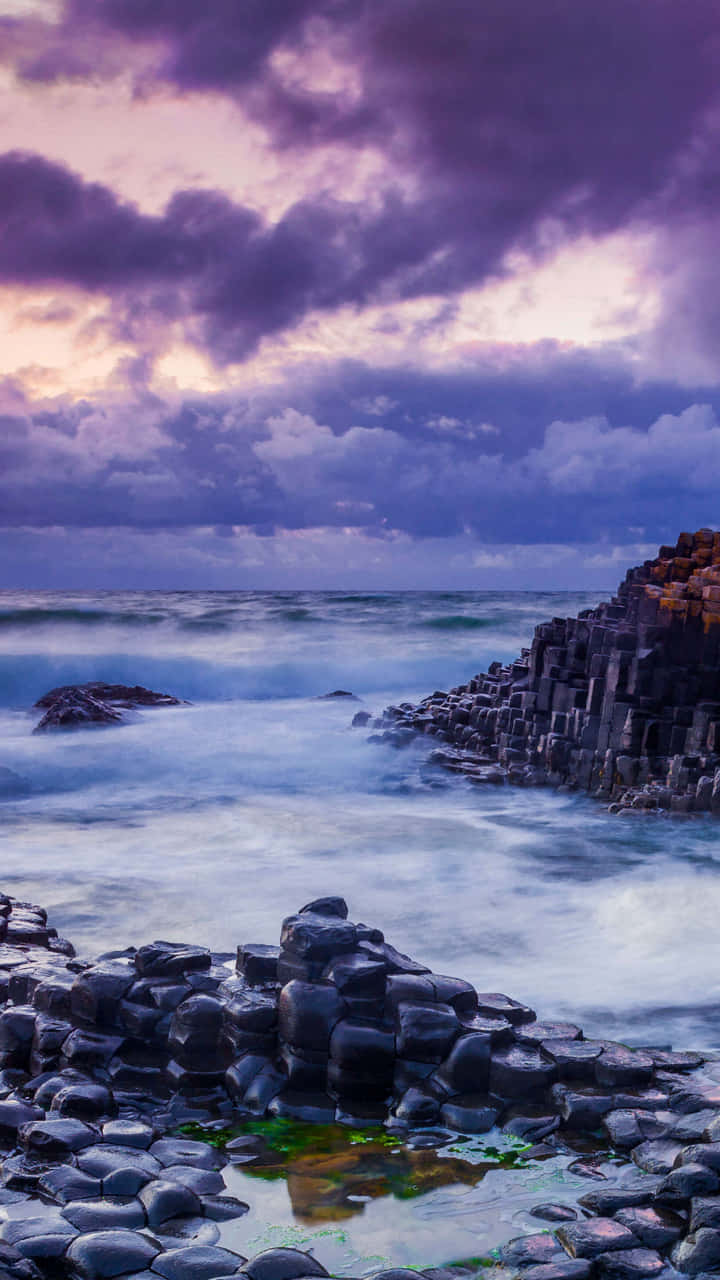 Caption: Majestic High Tide At Giant’s Causeway, Northern Ireland