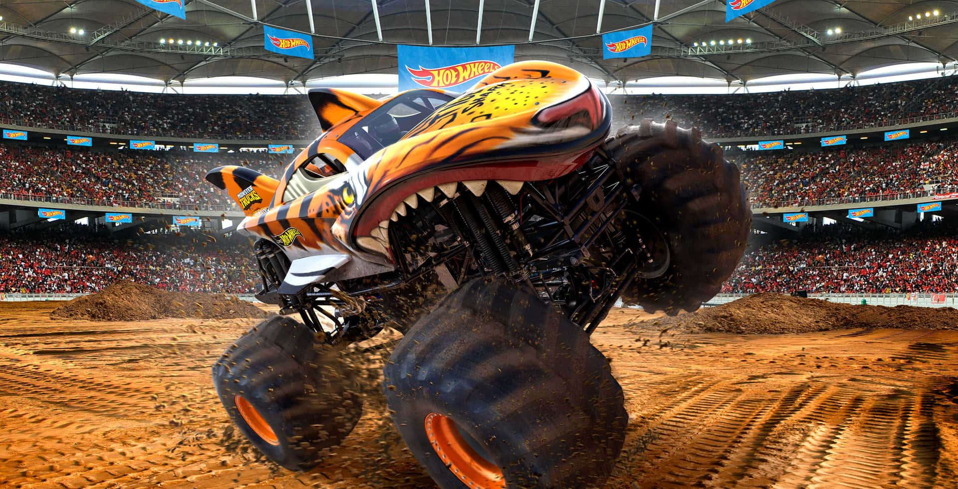 Caption: Majestic Monster Truck In Action Background