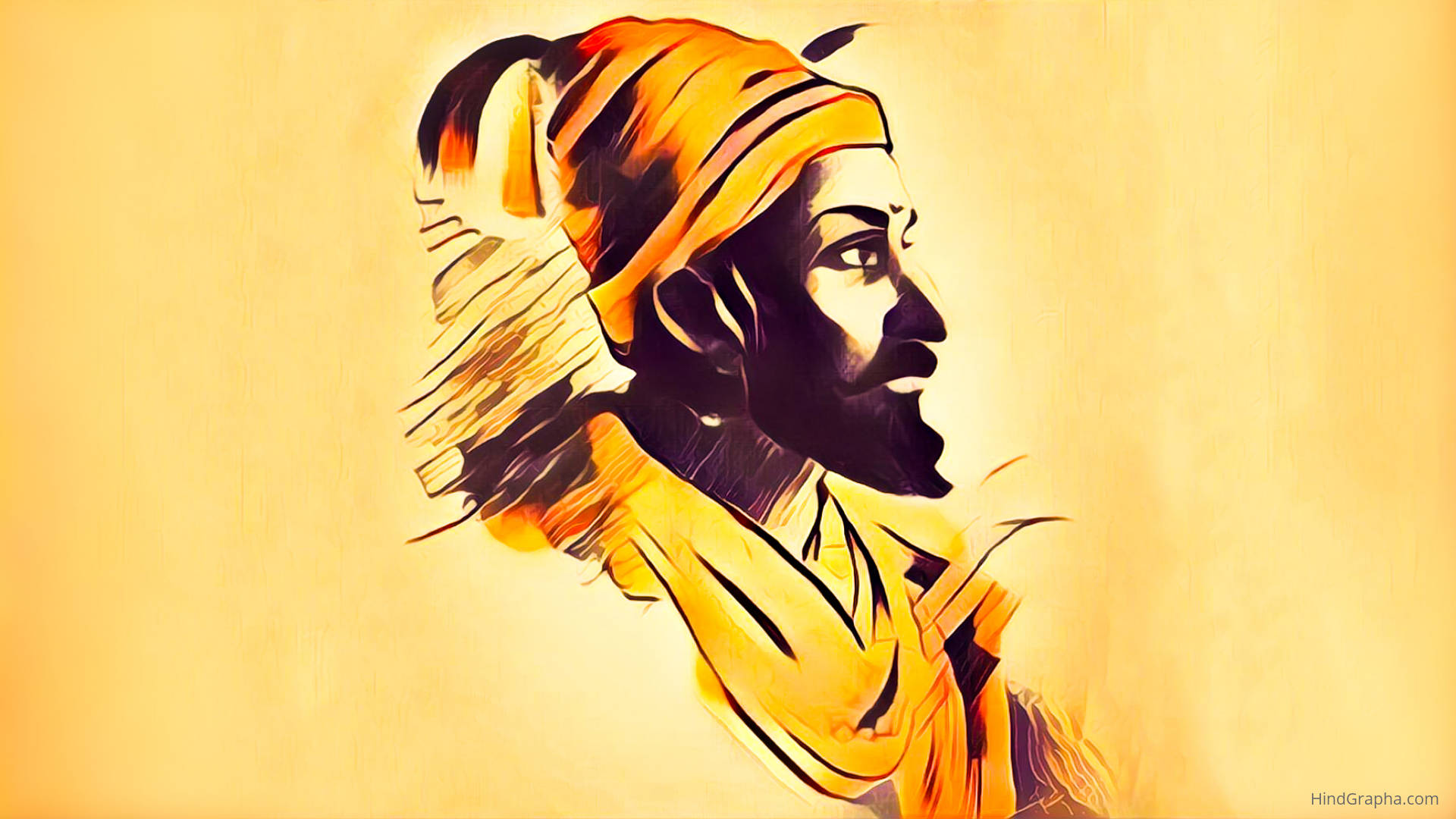 Caption: Majestic Sketch Of The Great Maratha Warrior, Chhatrapati Shivaji Maharaj Background