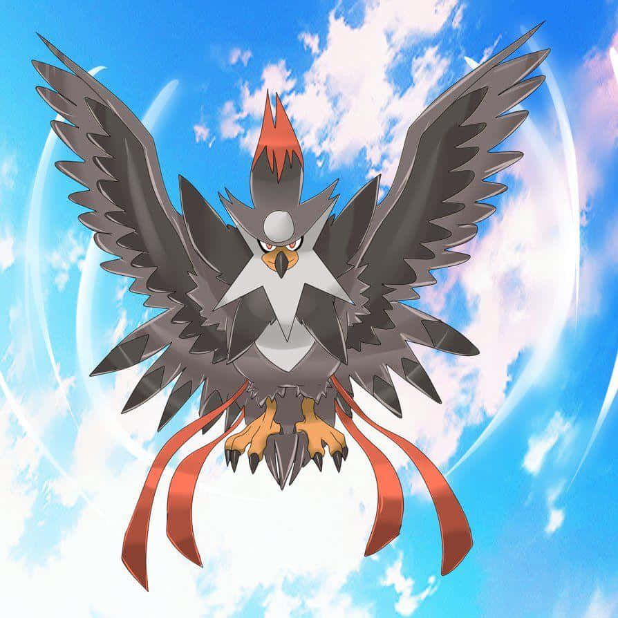 Caption: Majestic Staraptor Soaring In The Sky Background