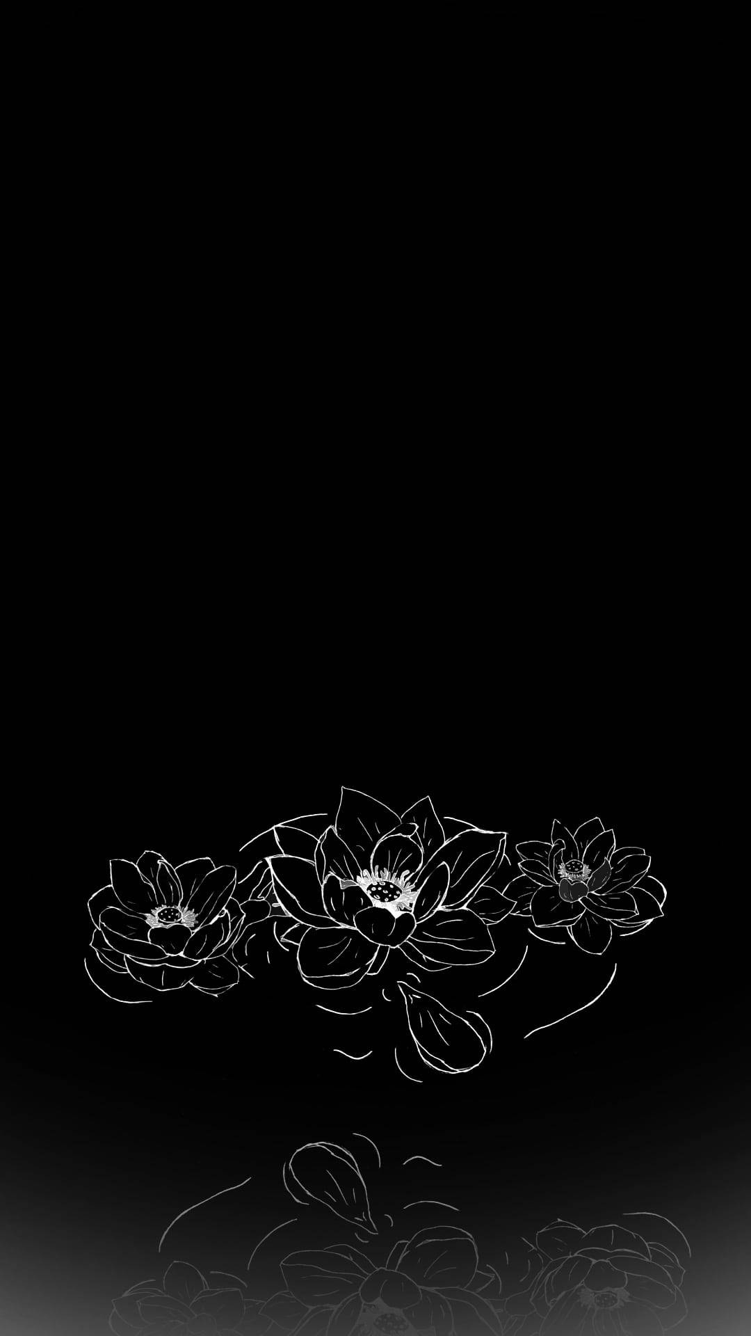 Caption: Majestic Trio Of Black And White Flowers Background