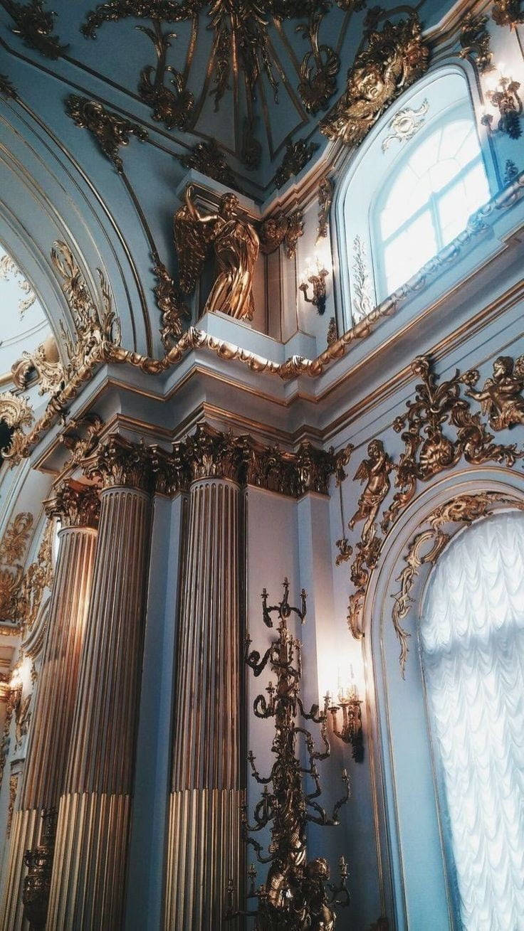 Caption: Majestic Victorian Baroque Interior Design Background