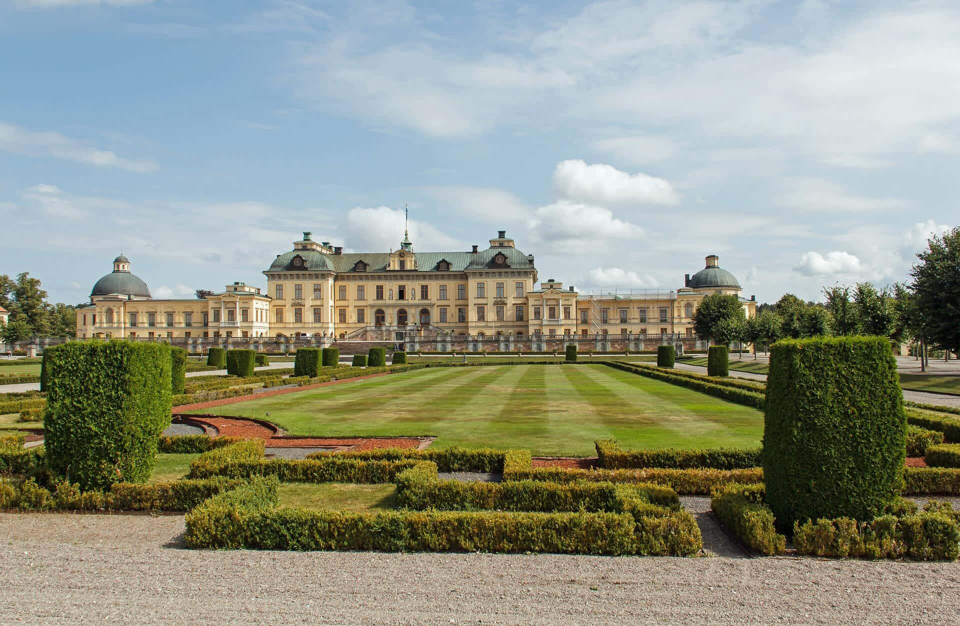 Caption: Majestic View Of Drottningholm Palace, Sweden. Background