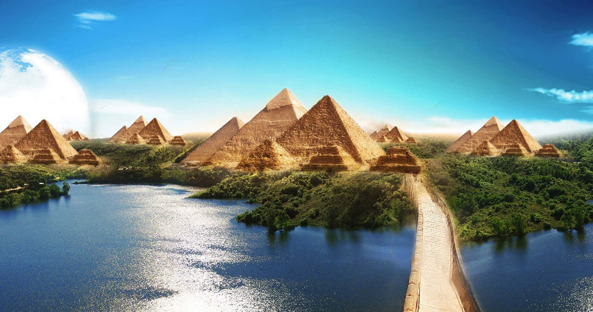 Caption: Majestic View Of Giza Pyramids