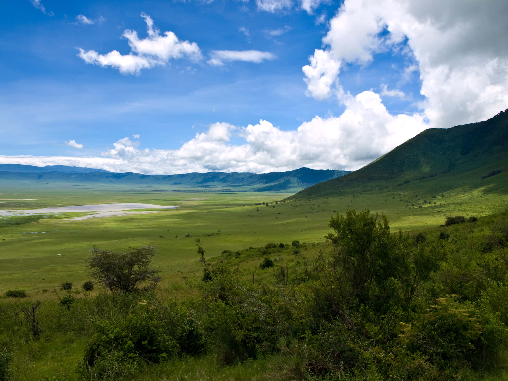 Caption: Majestic View Of Ngorongoro Crater In Northern Tanzania Background