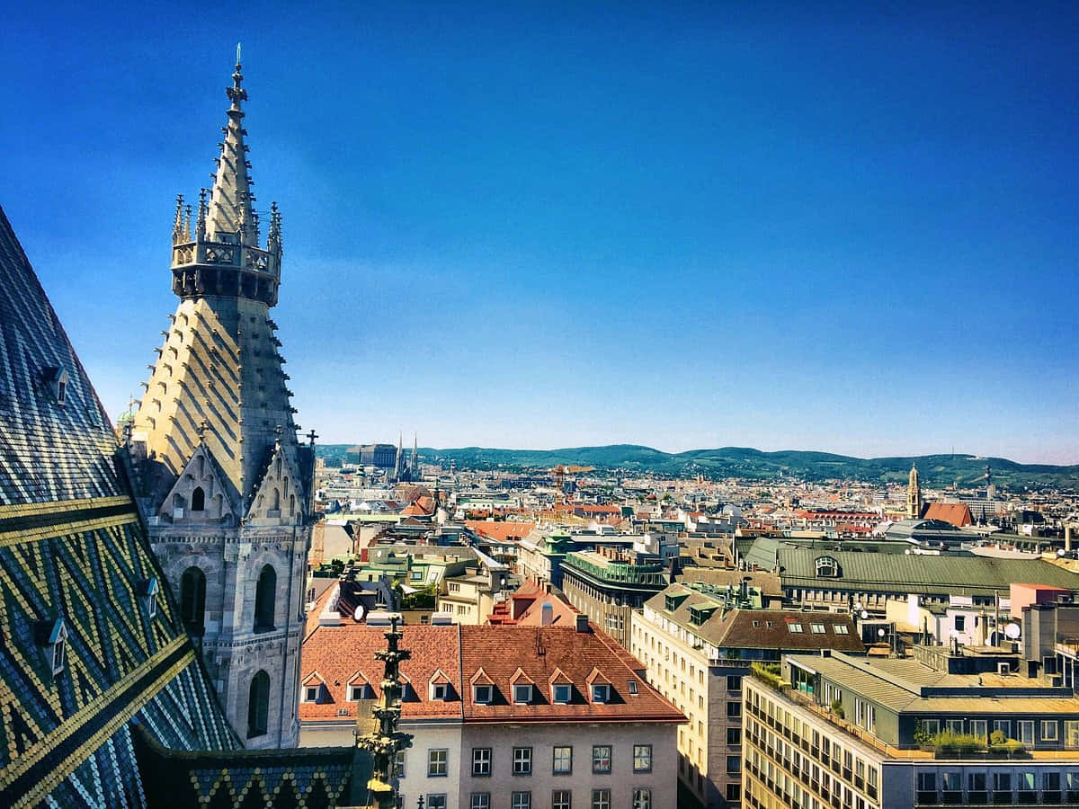 Caption: Majestic View Of St. Stephan's Cathedral In Vienna Background
