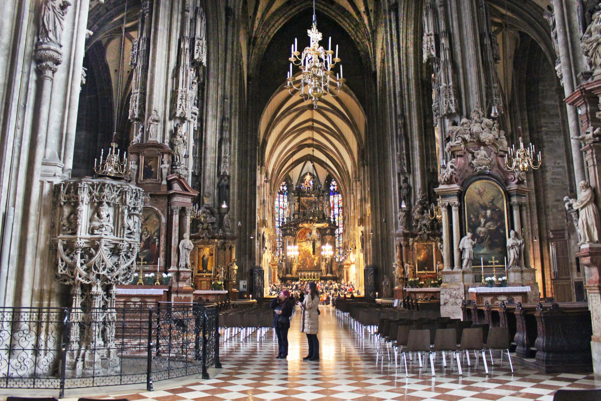 Caption: Majestic View Of Vienna Cathedral Background