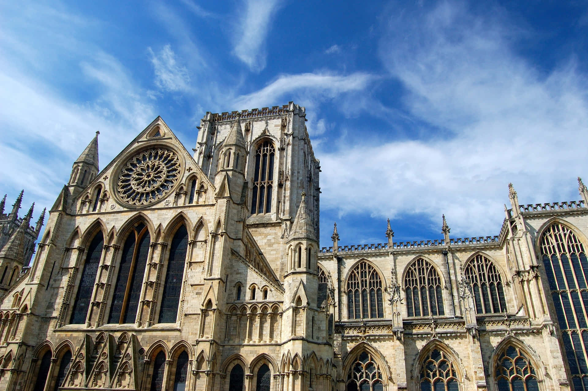 Caption: Majestic View Of York Minster Cathedral Against A Dramatic Sky Background