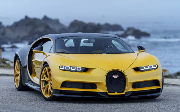 Caption: Majestic Yellow Bugatti Chiron In 4k Resolution Background