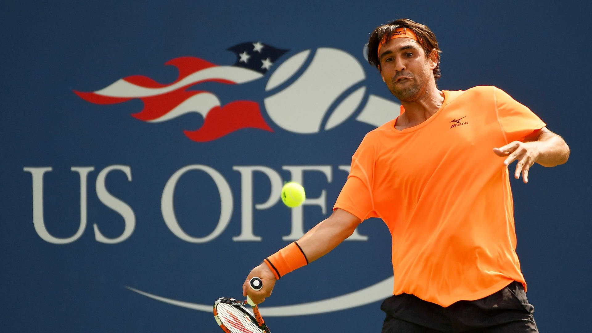 Caption: Marcos Baghdatis At The Us Open Tournament Background