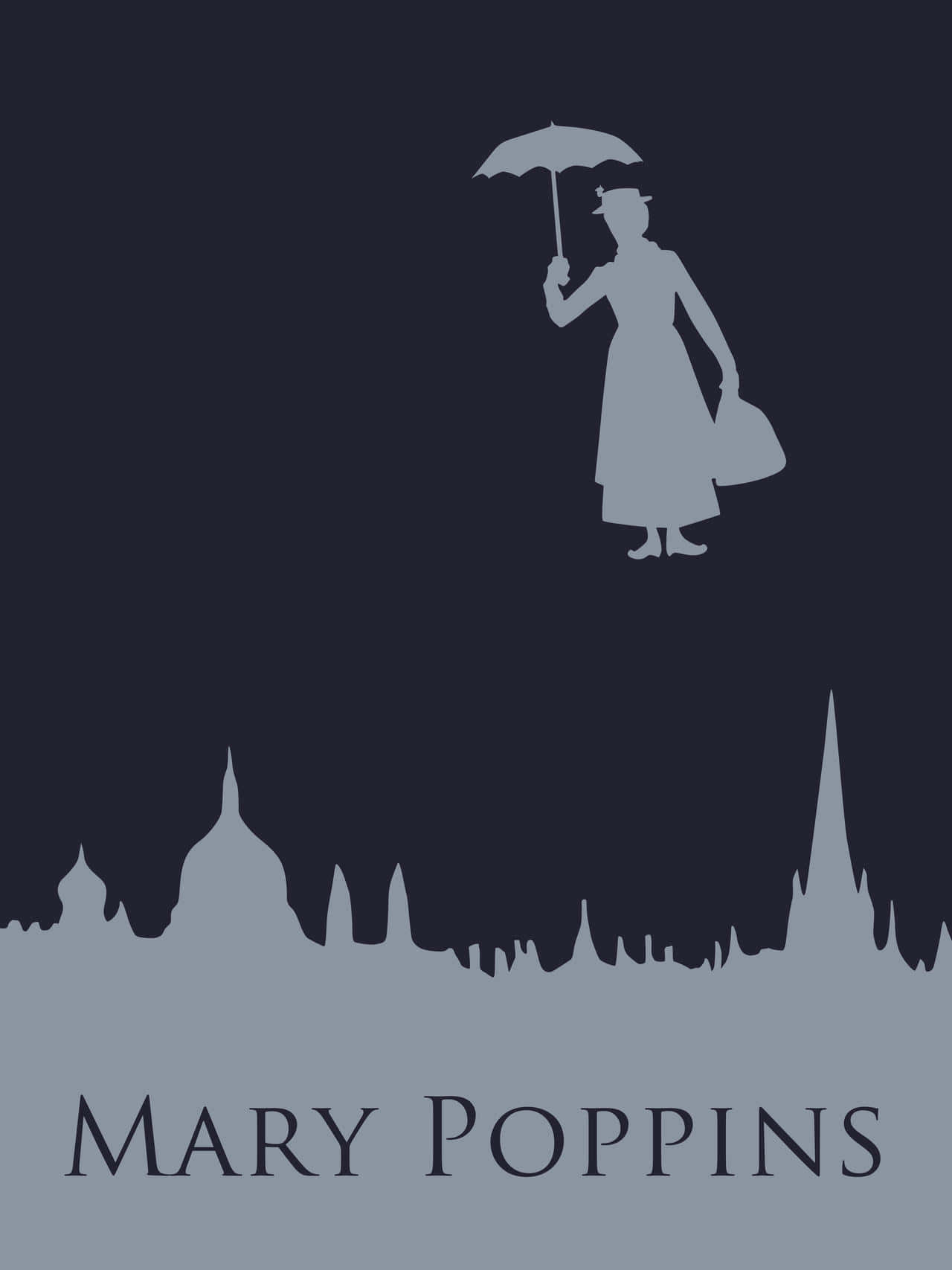Caption: Mary Poppins Smiling With Her Magical Umbrella Background