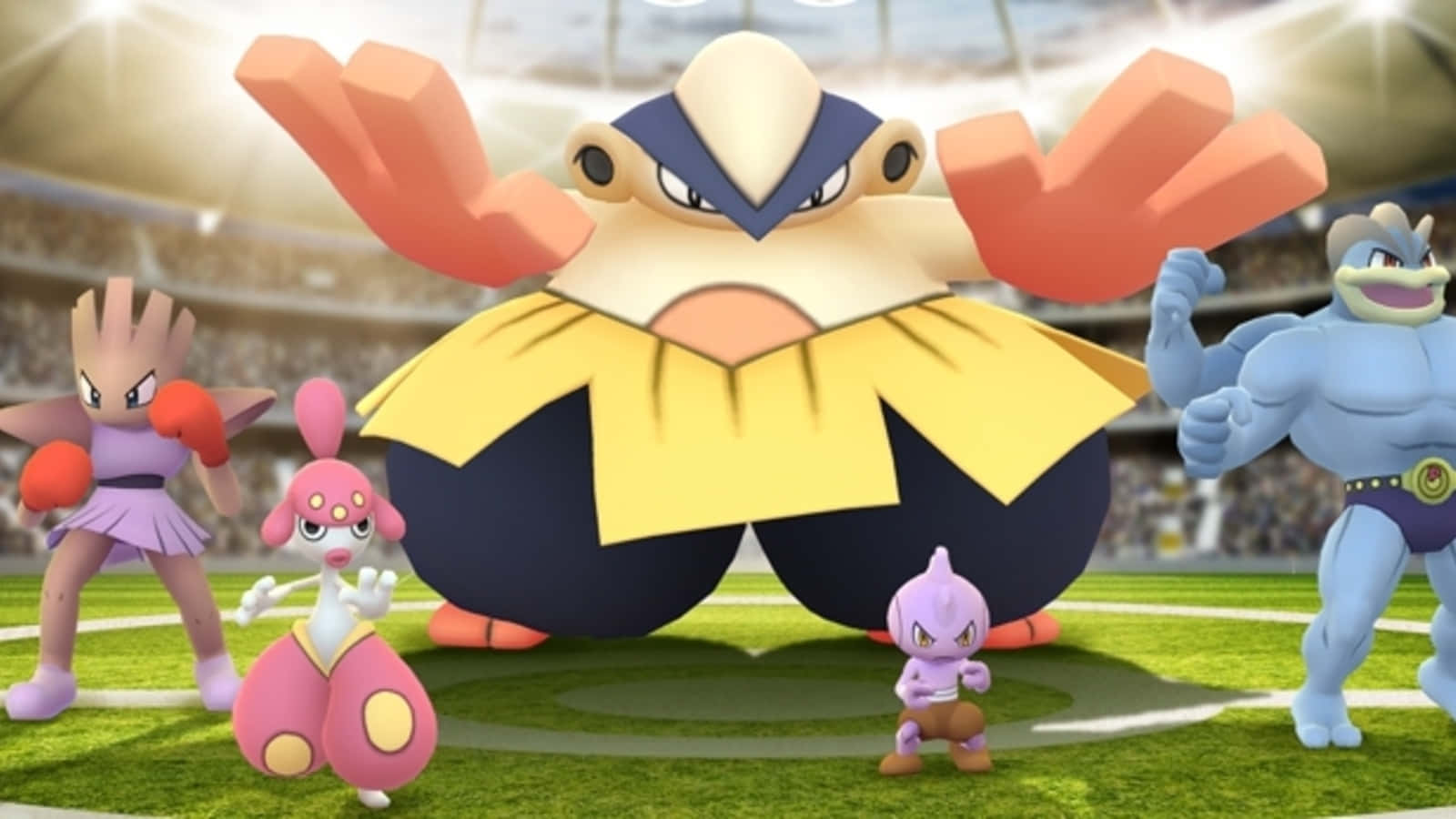 Caption: Masterful 3d Art Of A Fighting Pokémon Hariyama Background