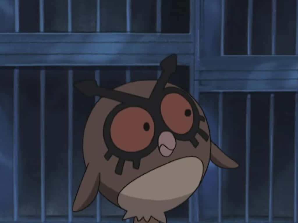 Caption: Mesmeric Hoothoot Delighted By Metal Bars Background