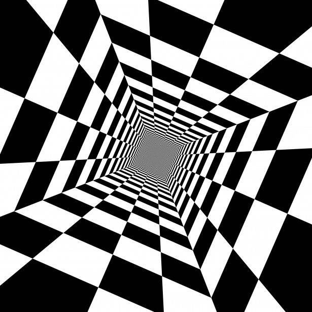 Caption: Mesmerizing Black And White Squares Optical Illusion Background