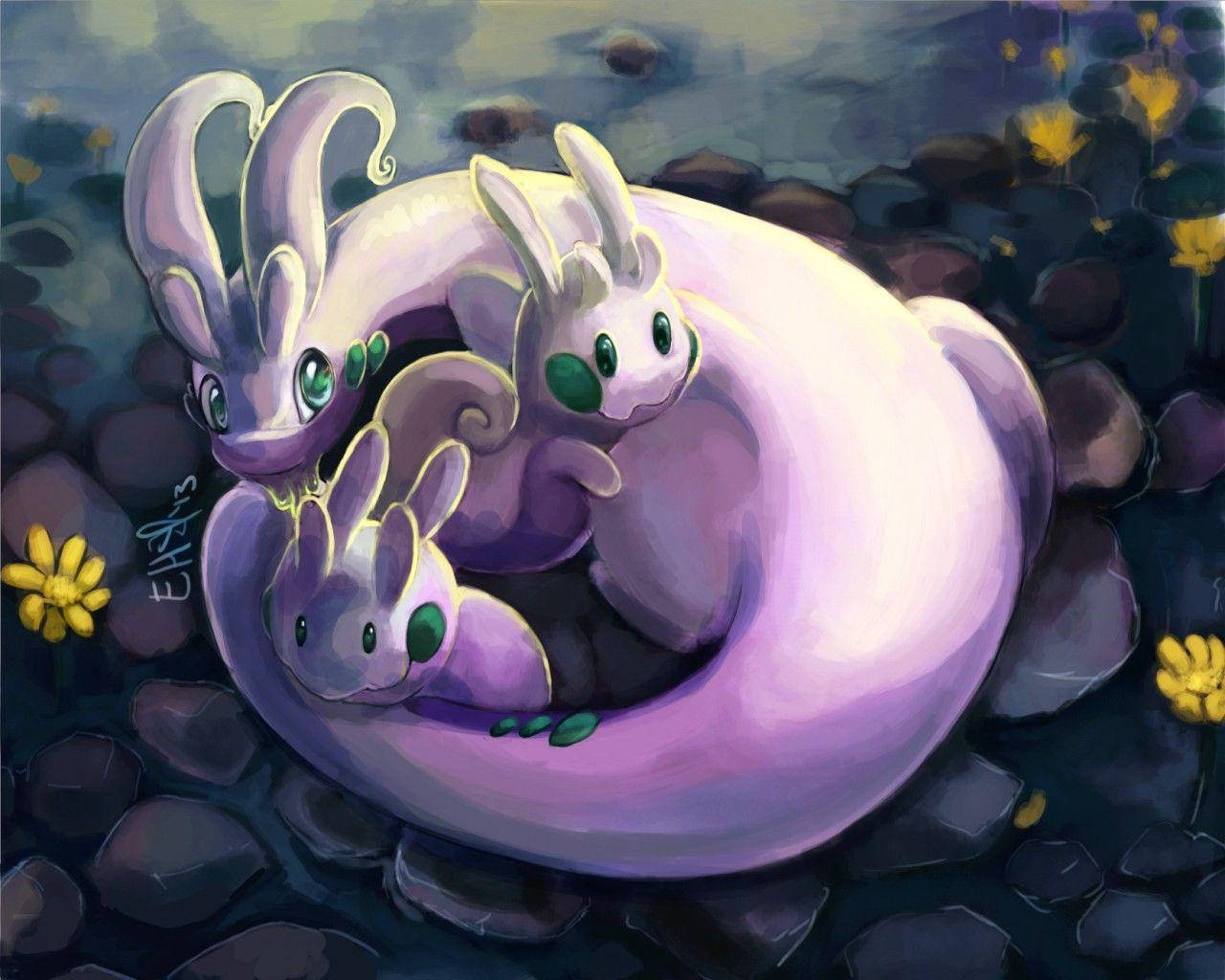 Caption: Mesmerizing Display Of Goodra In Its Full Glory Background