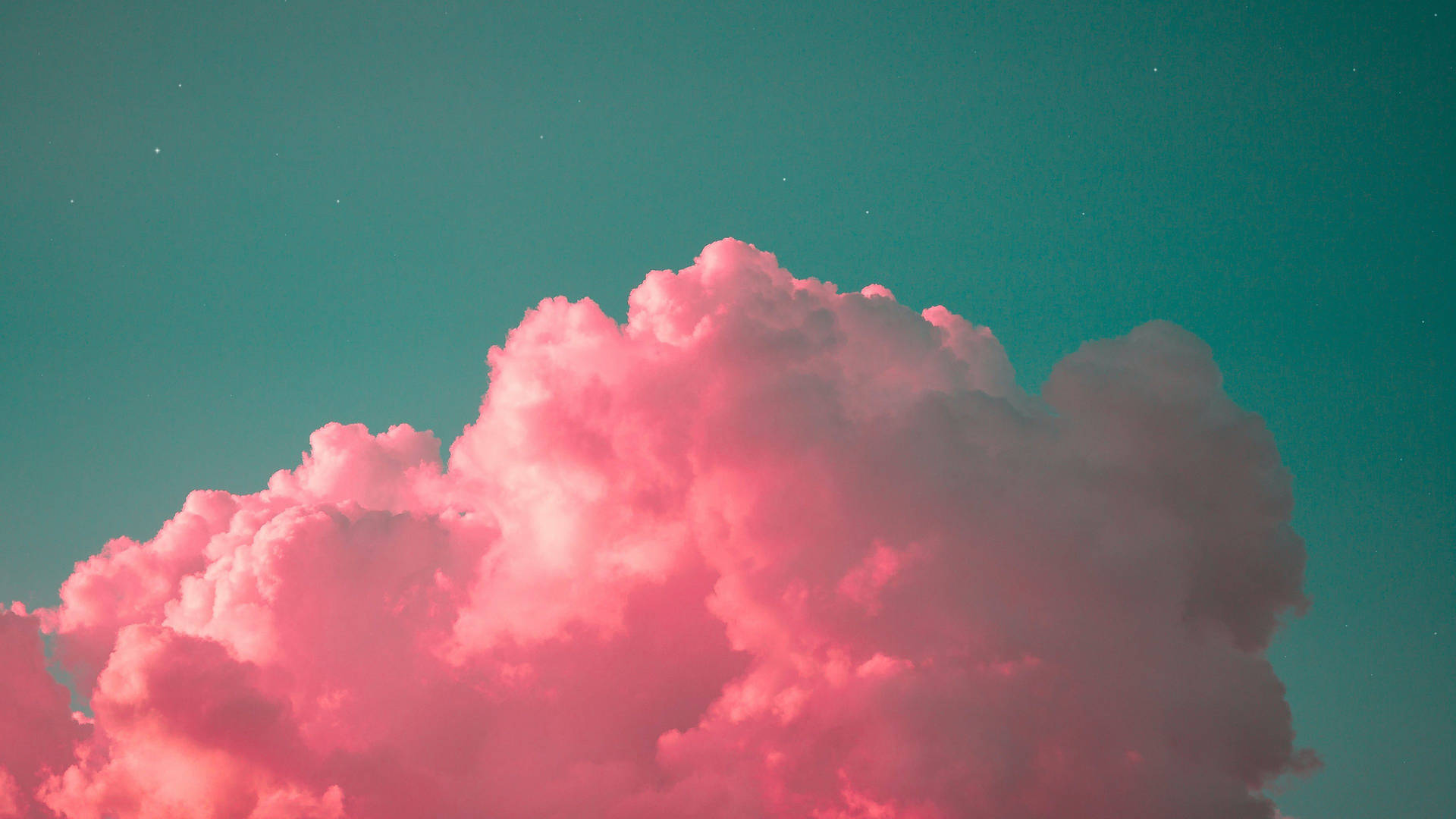 Caption: Mesmerizing Pink Cloud Enveloped In A Lush Teal Sky Background