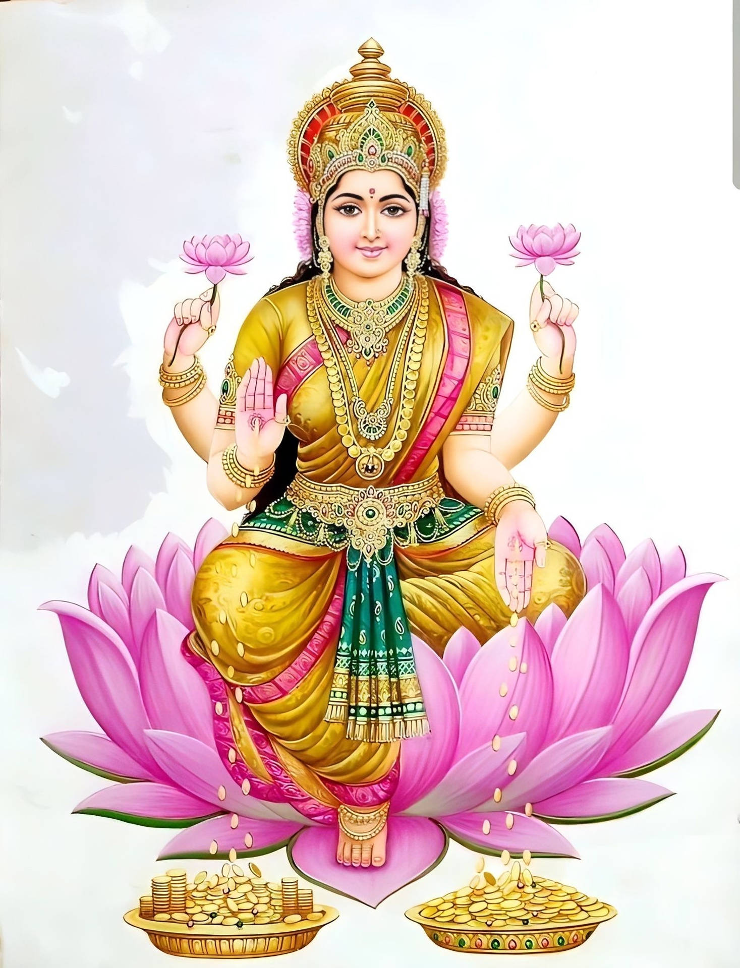 Caption: Mesmerizing Representation Of Hindu Deity: Ashta Lakshmi Background