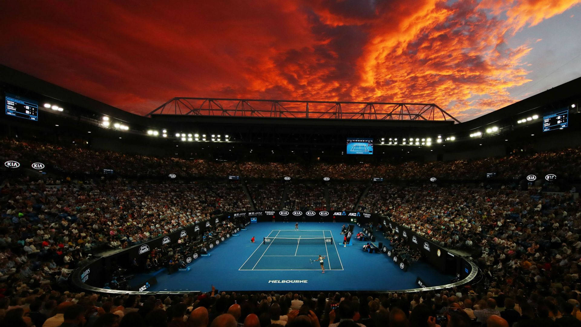 Caption: Mesmerizing Sunset At The Australian Open Background