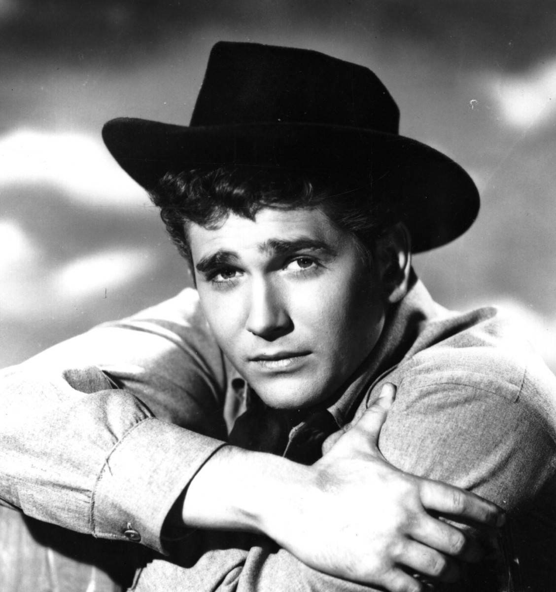 Caption: Michael Landon In A Classic Black And White Portrait