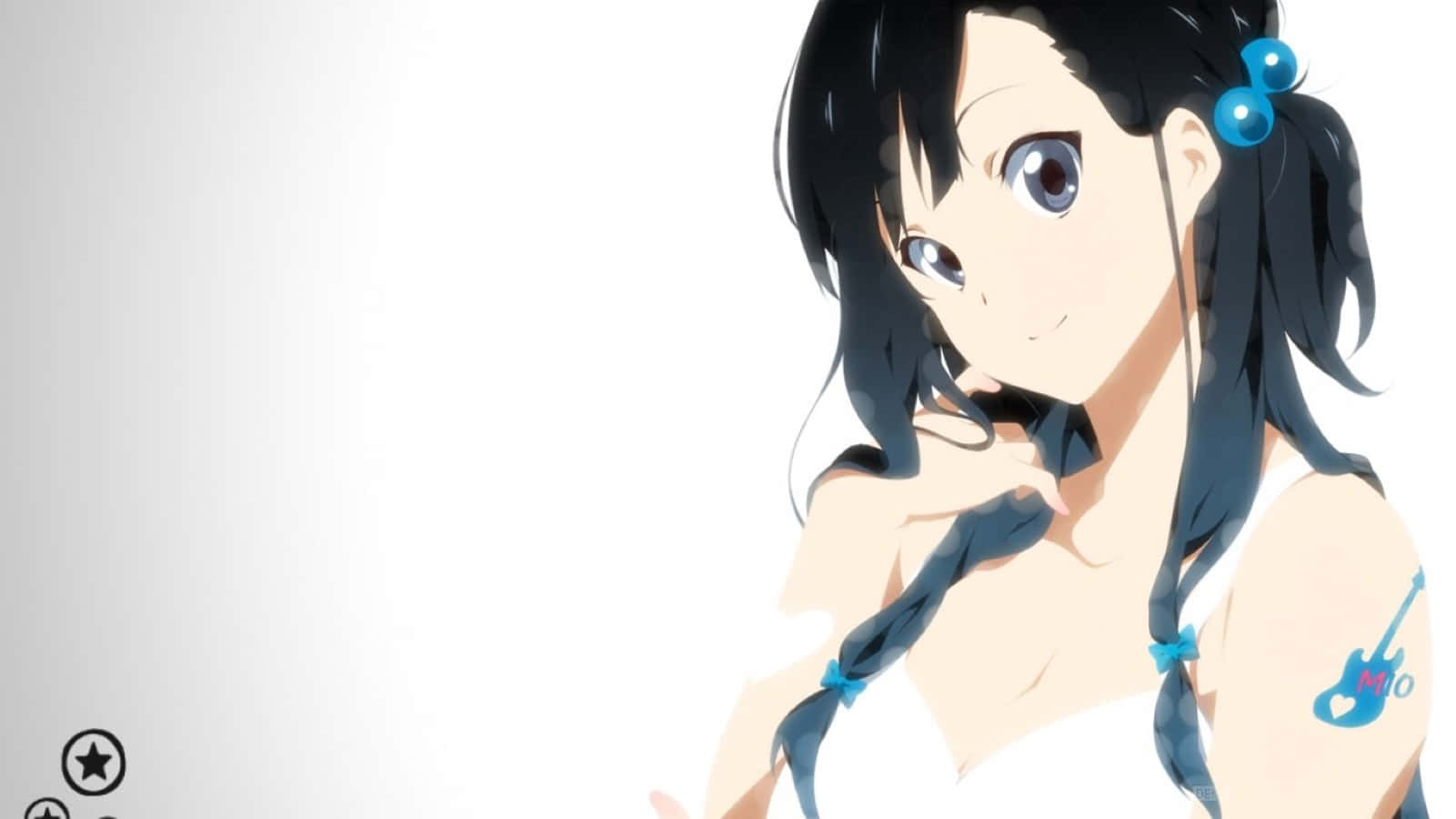 Caption: Mio Akiyama Glowing Under Spotlight Background