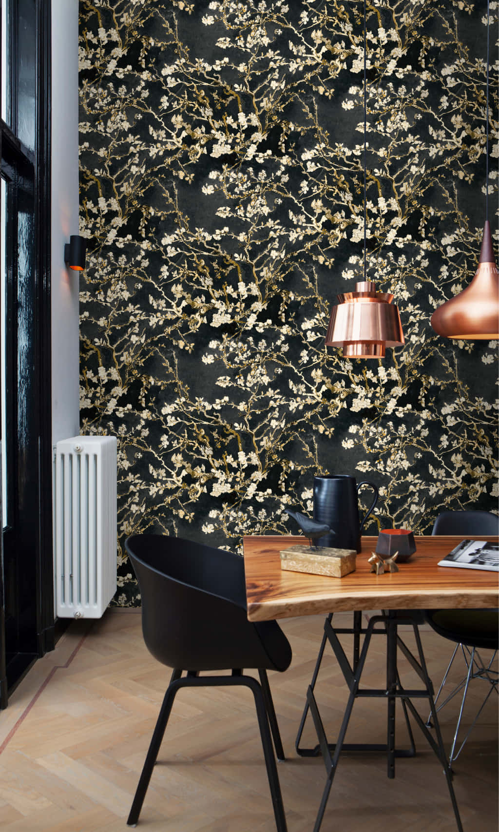 Caption: Modern Conventional Office Space With A 3d Floral Element Background
