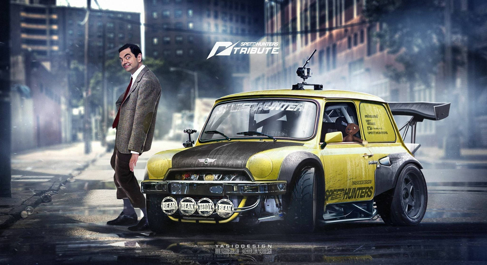 Caption: Mr. Bean In The Thrills Of Need For Speed Heat Background