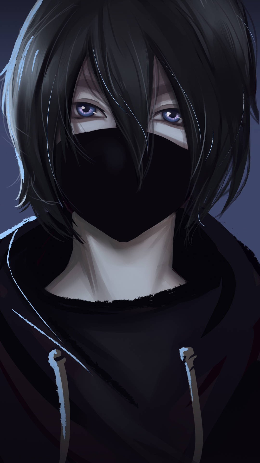 Caption: Mysterious Anime Boy With A Black Mask Background