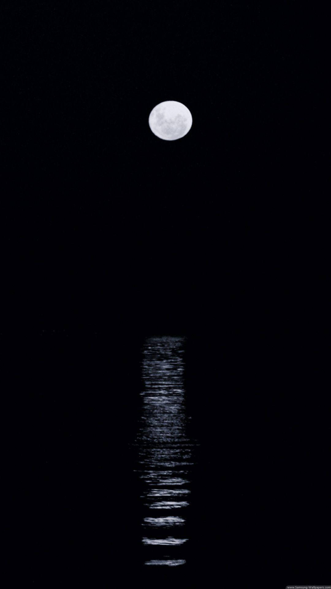 Caption: Mystical Full Moon In Dark Sky