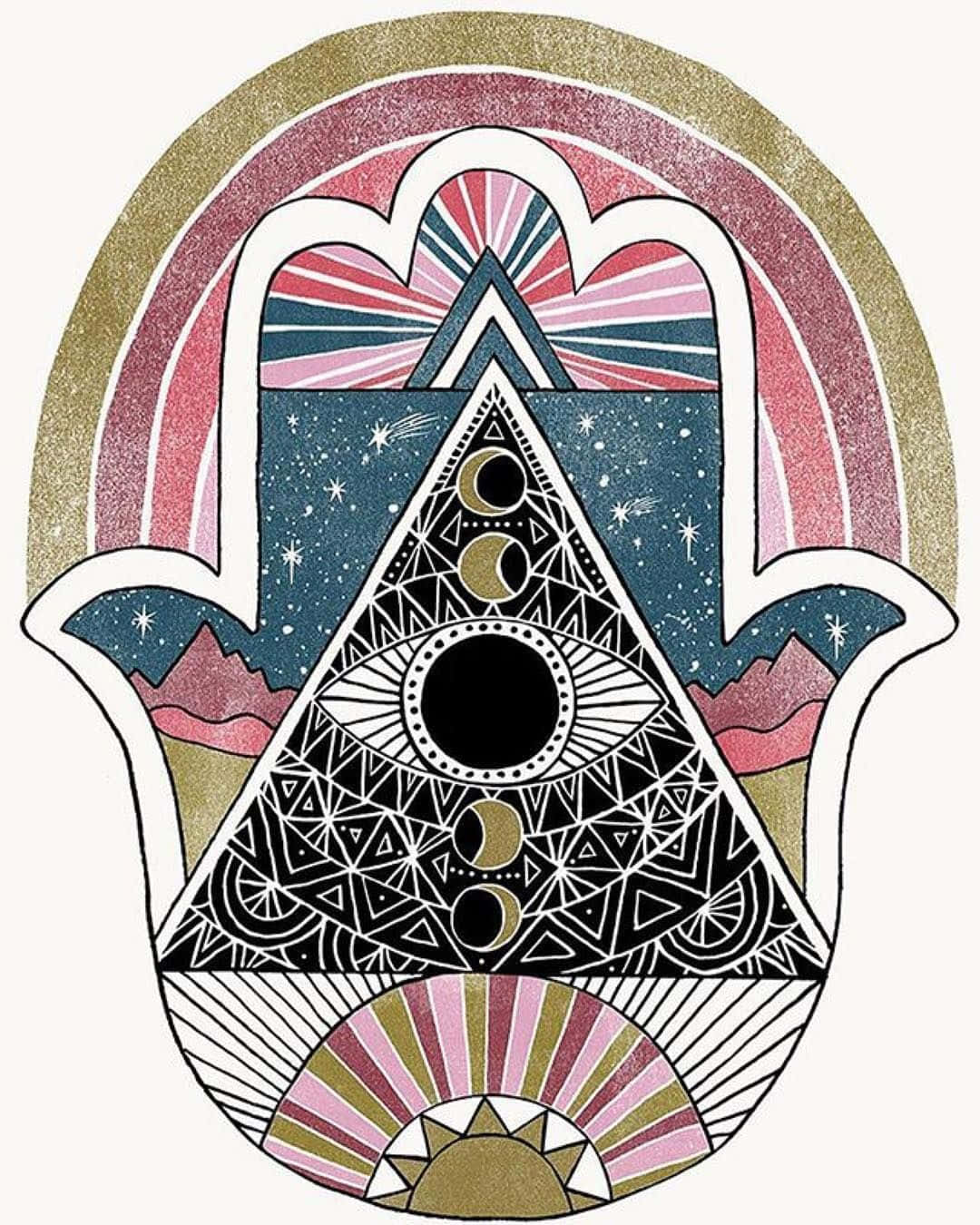 Caption: Mystical Hamsa Hand Artwork Background