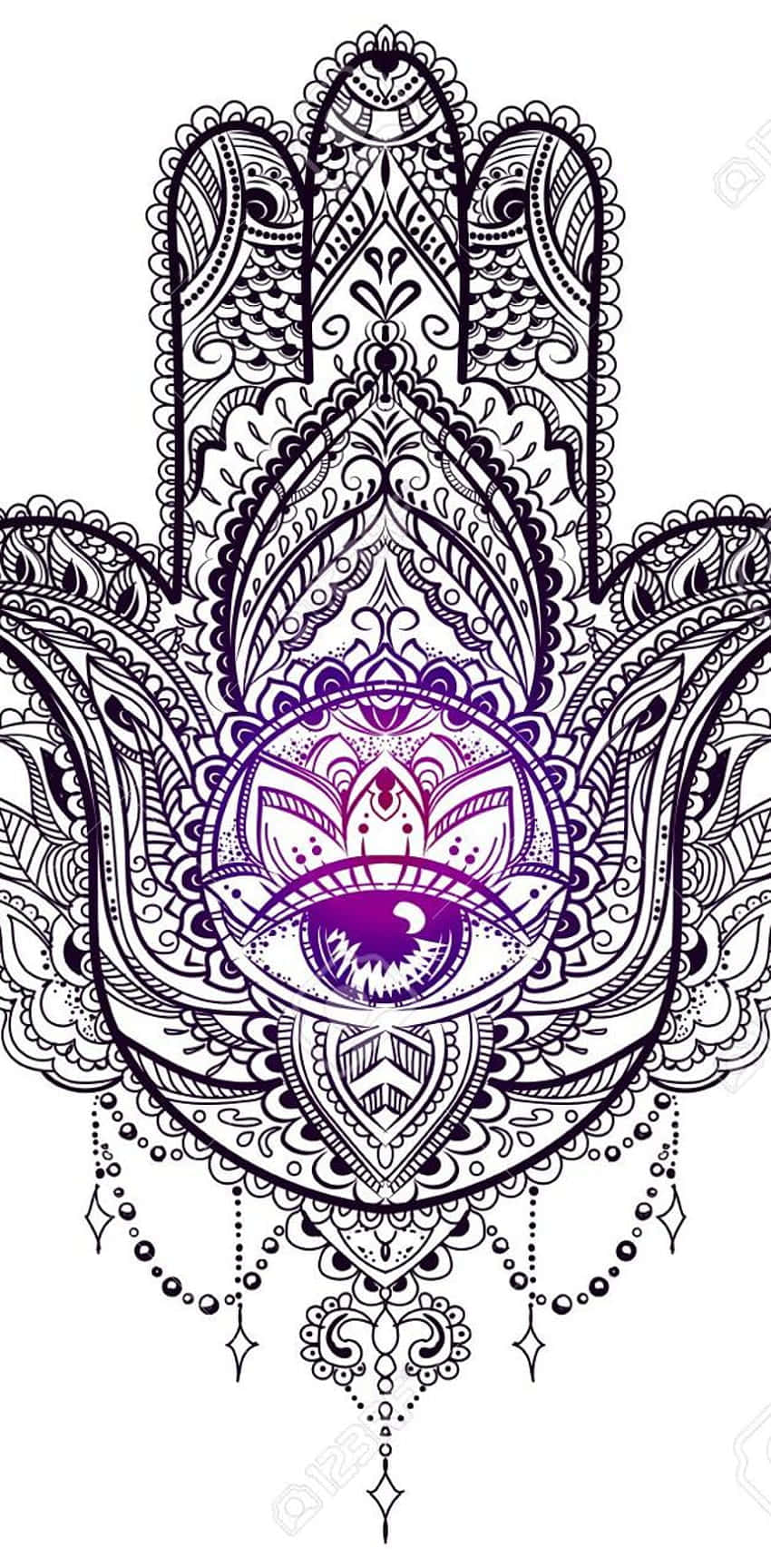 Caption: Mystical Hamsa Hand Wallpaper Background