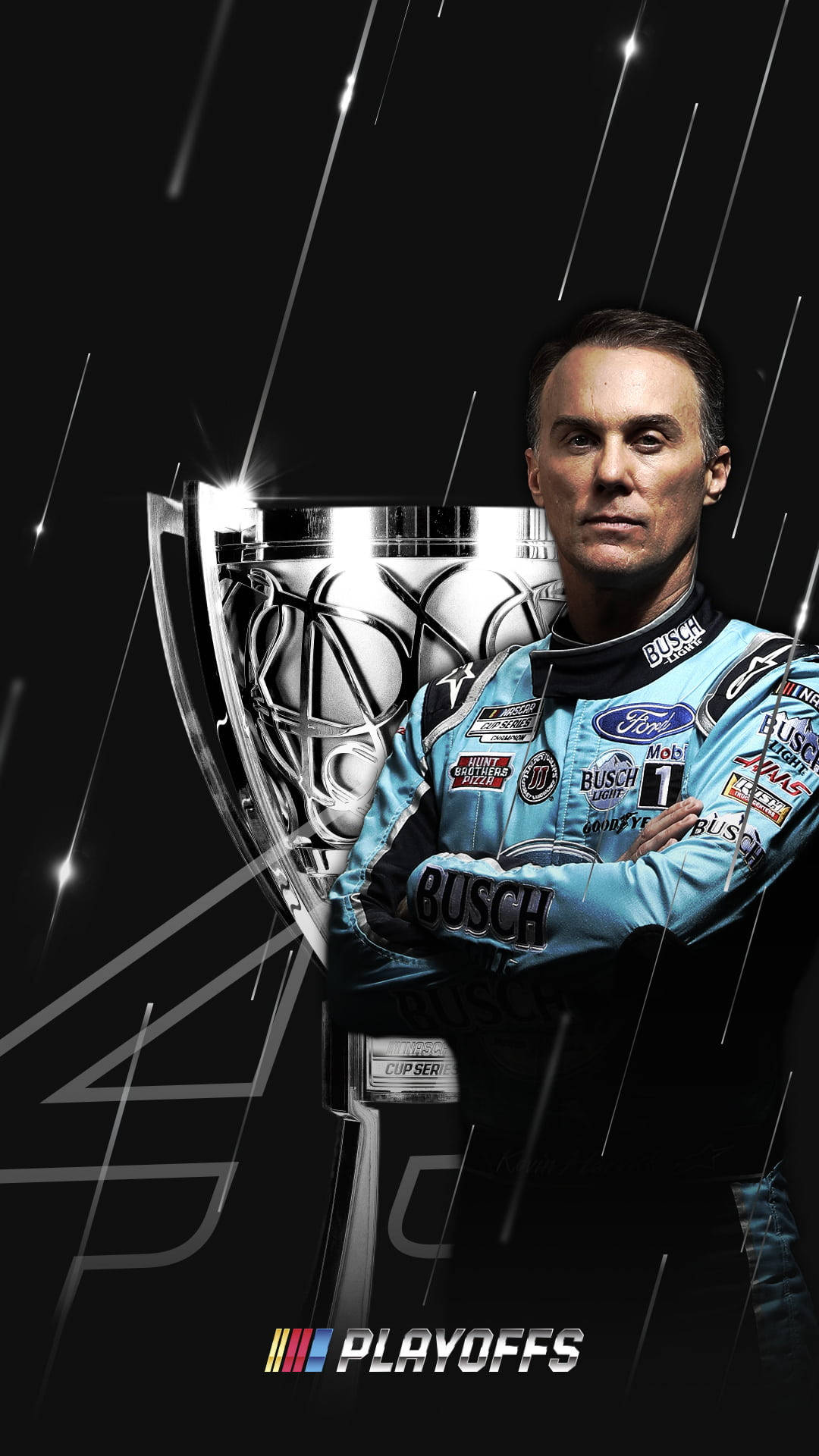 Caption: Nascar Champion Kevin Harvick Holding Silver Trophy