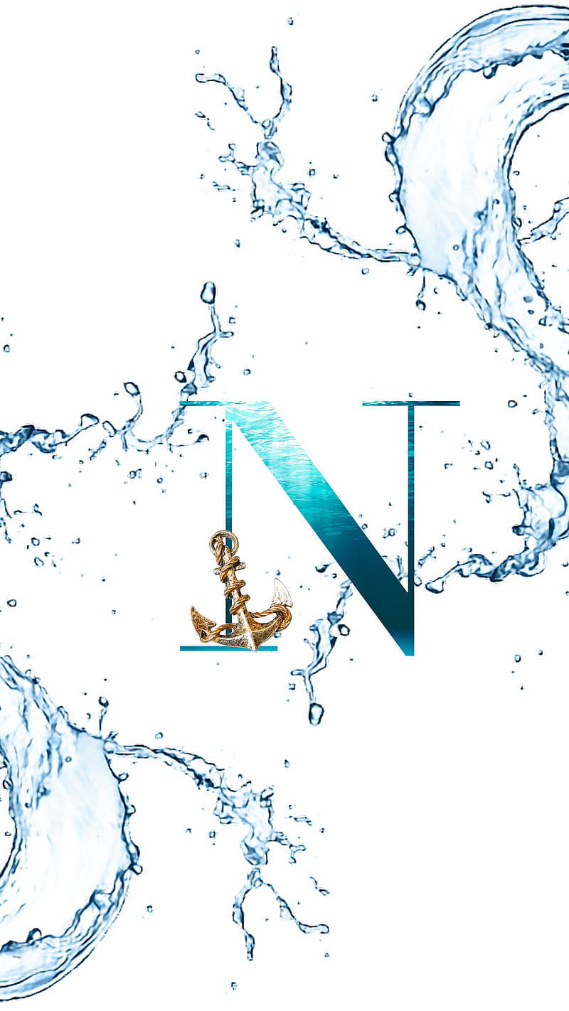 Caption: Nautical Letter N With Sea Anchor Background