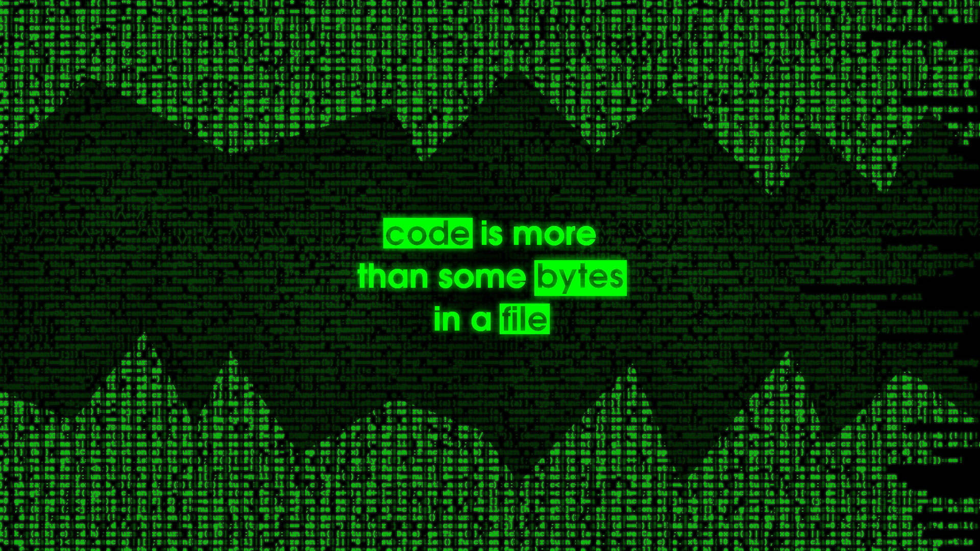Caption: Neon Lit Code Quote On Plain Green Background Background