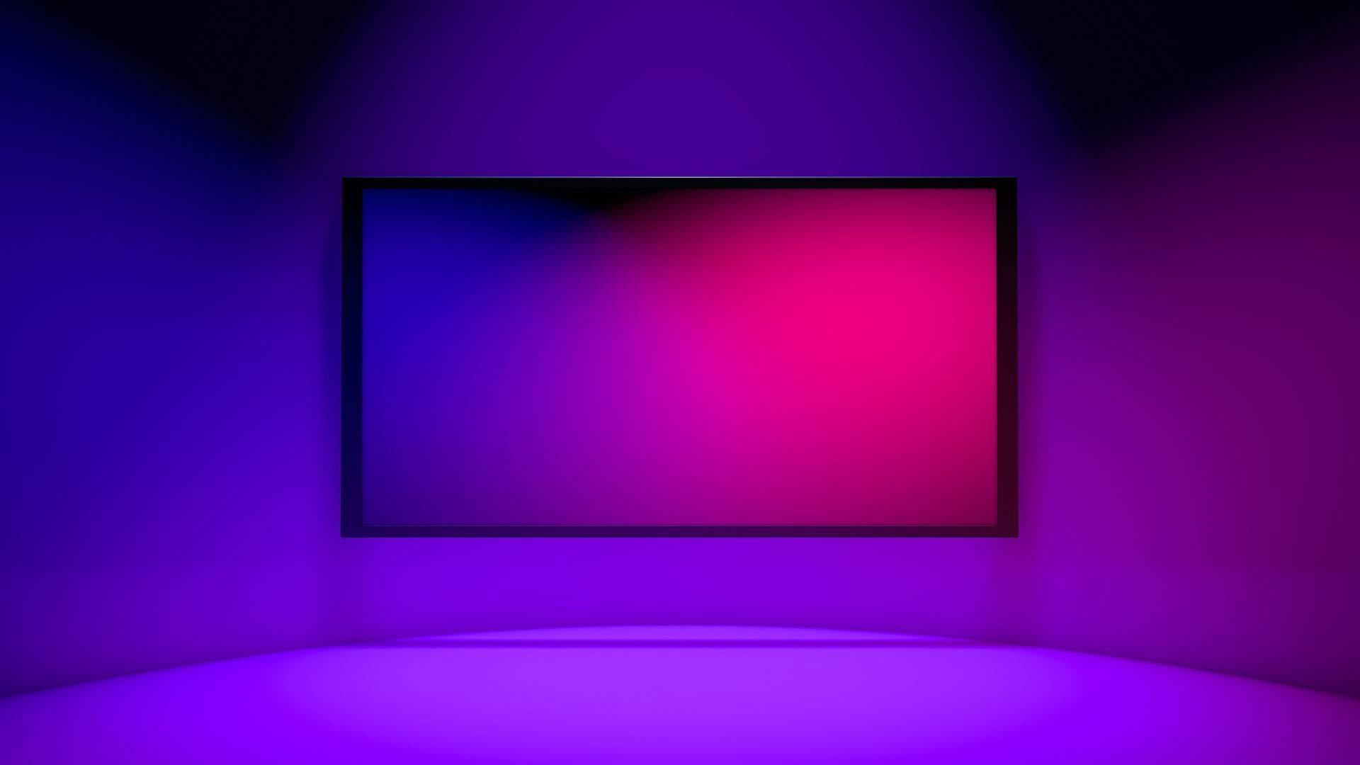 Caption: Neon Lit Television With Empty Screen