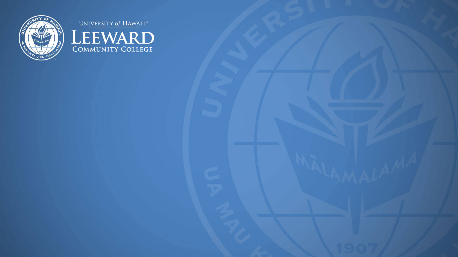 Caption: Official Logo Of University Of Hawaii Leeward - Blue Variant Background