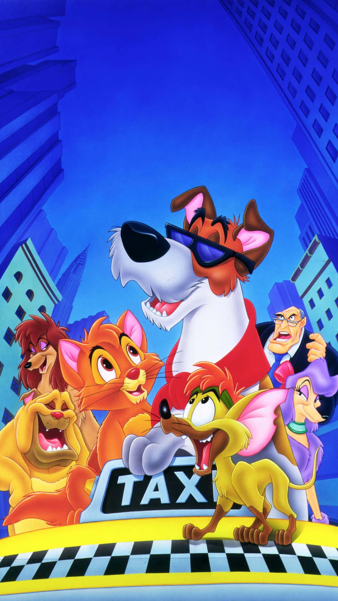 Caption: Oliver And His Friends From Oliver & Company Enjoying A Cheerful Day In The City Background