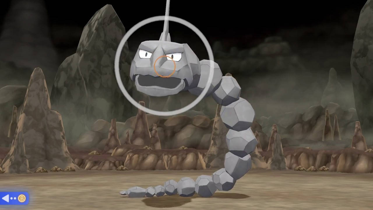 Caption: Onix Pokemon With Graphic Target Lock Circle Background