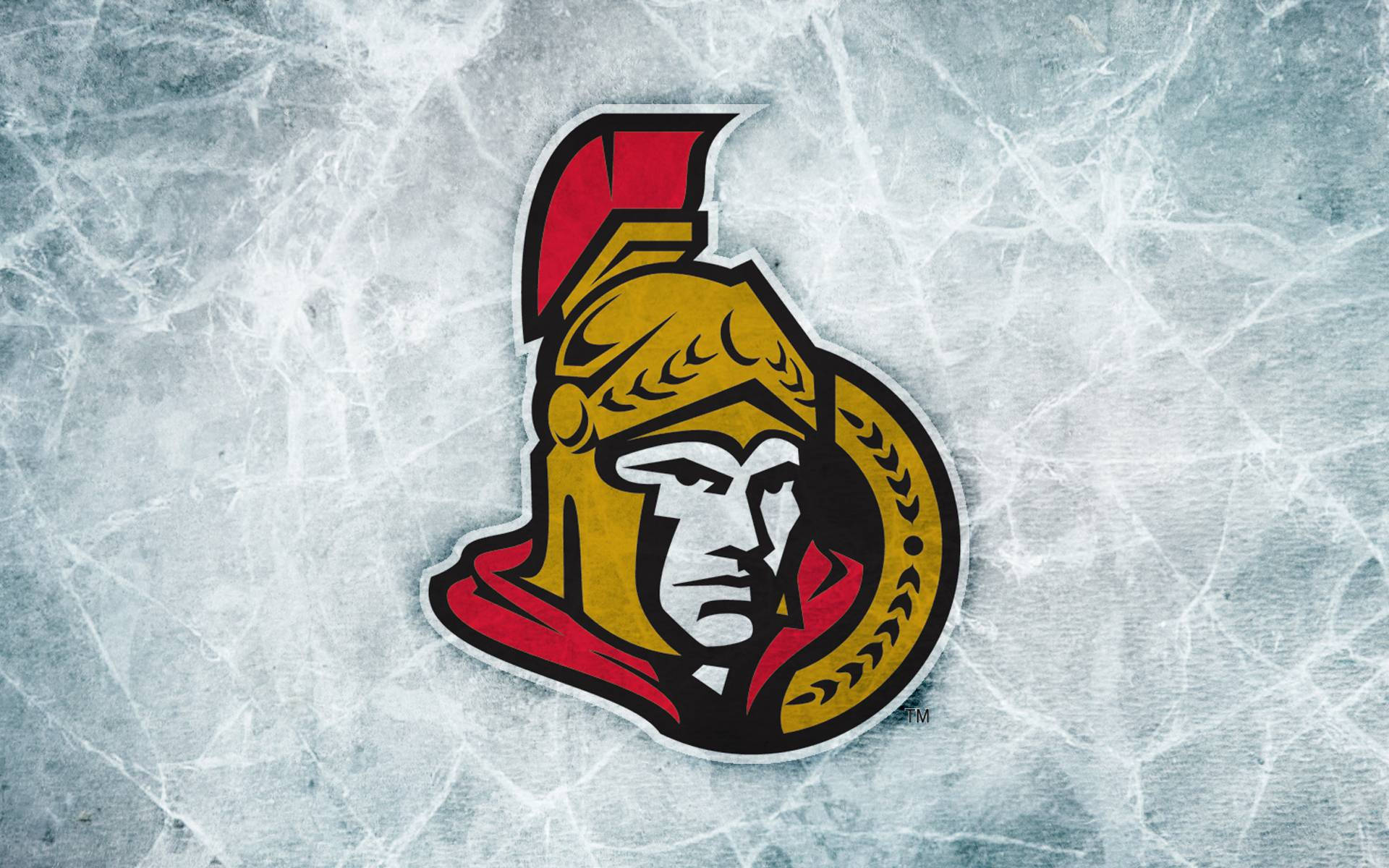 Caption: Ottawa Senators Iced Logo On A Red Background