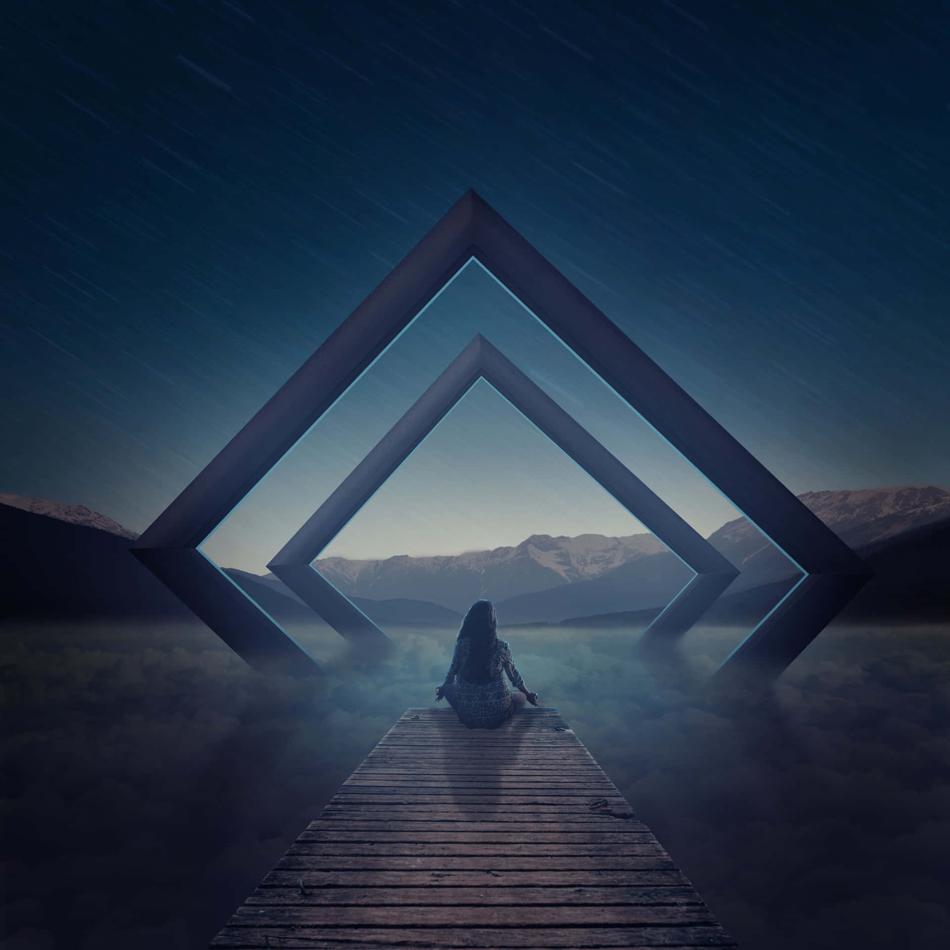 Caption: Person Meditating In Serene Nature Setting Background