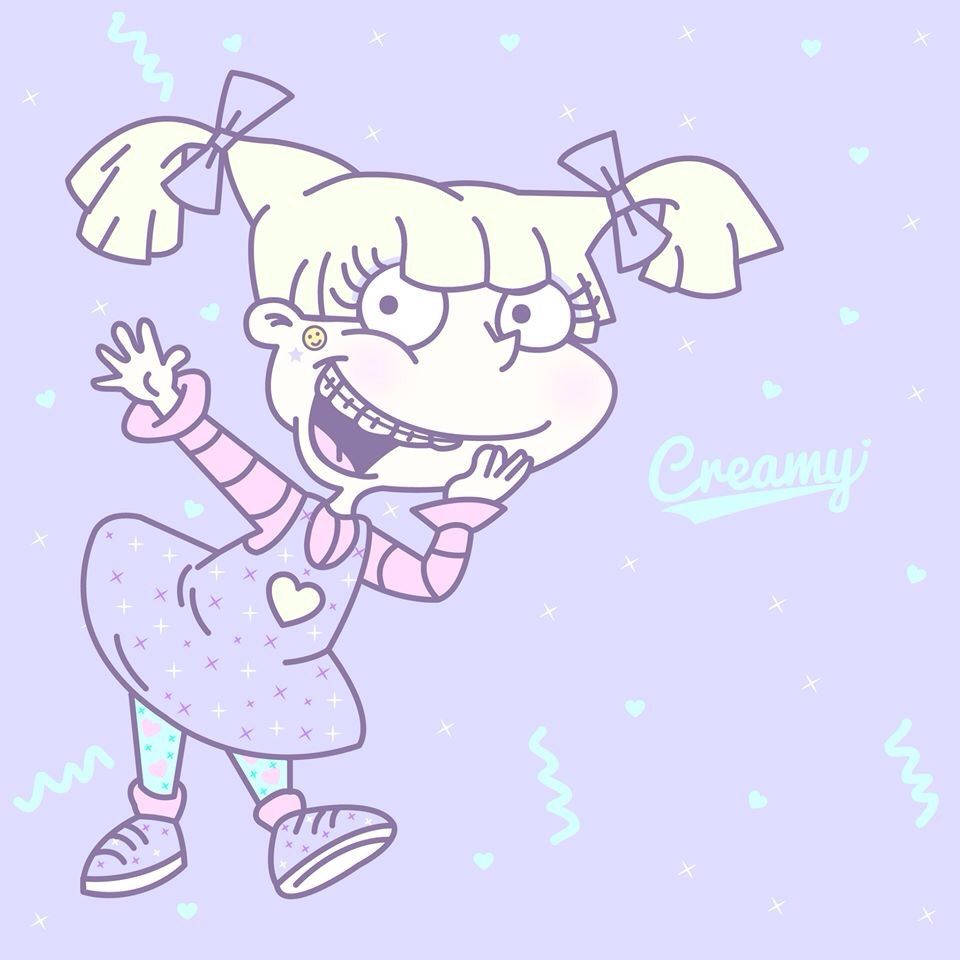 Caption: Playful Angelica Pickles In Pastel Blue Background Background