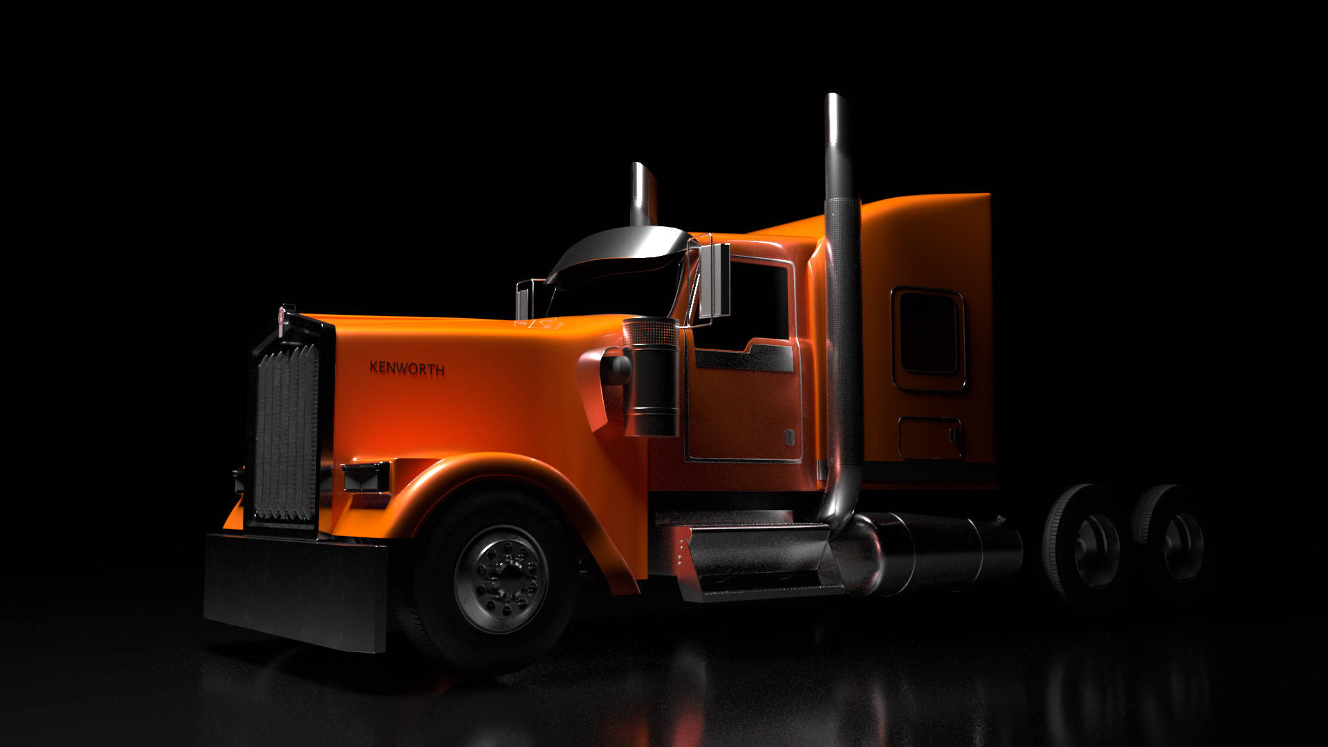 Caption: Power And Excellence - Orange Kenworth Truck Background