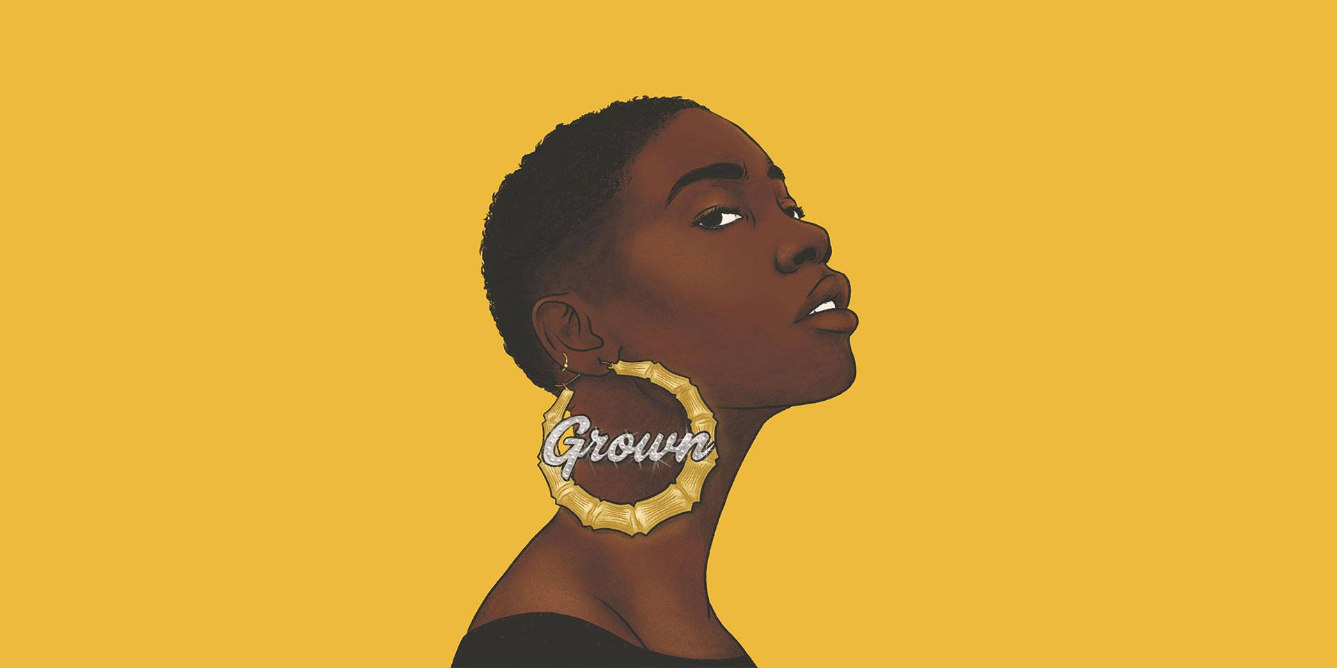 Caption: Radiant Black Girl In Artistic Portrait Background