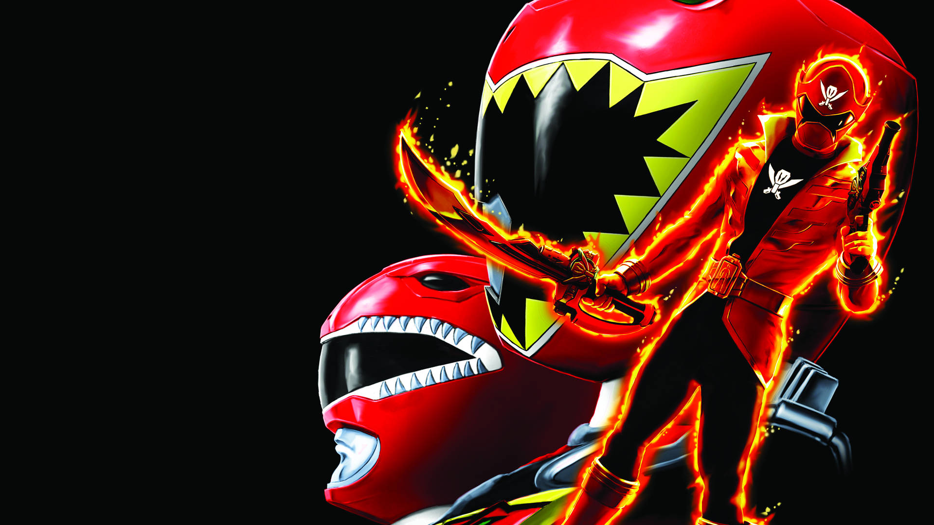 Caption: Red Super Megaforce Power Ranger Action Pose.