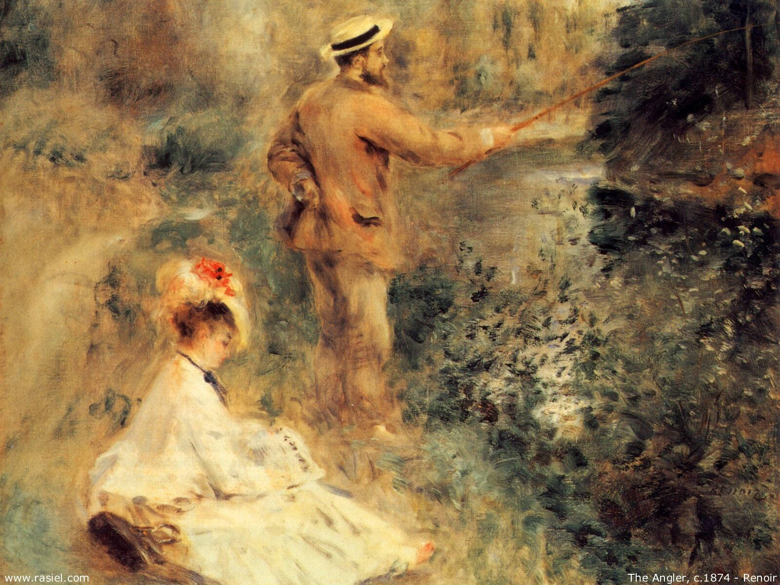 Caption: Renoir's Masterpiece - The Fishing Couple Background