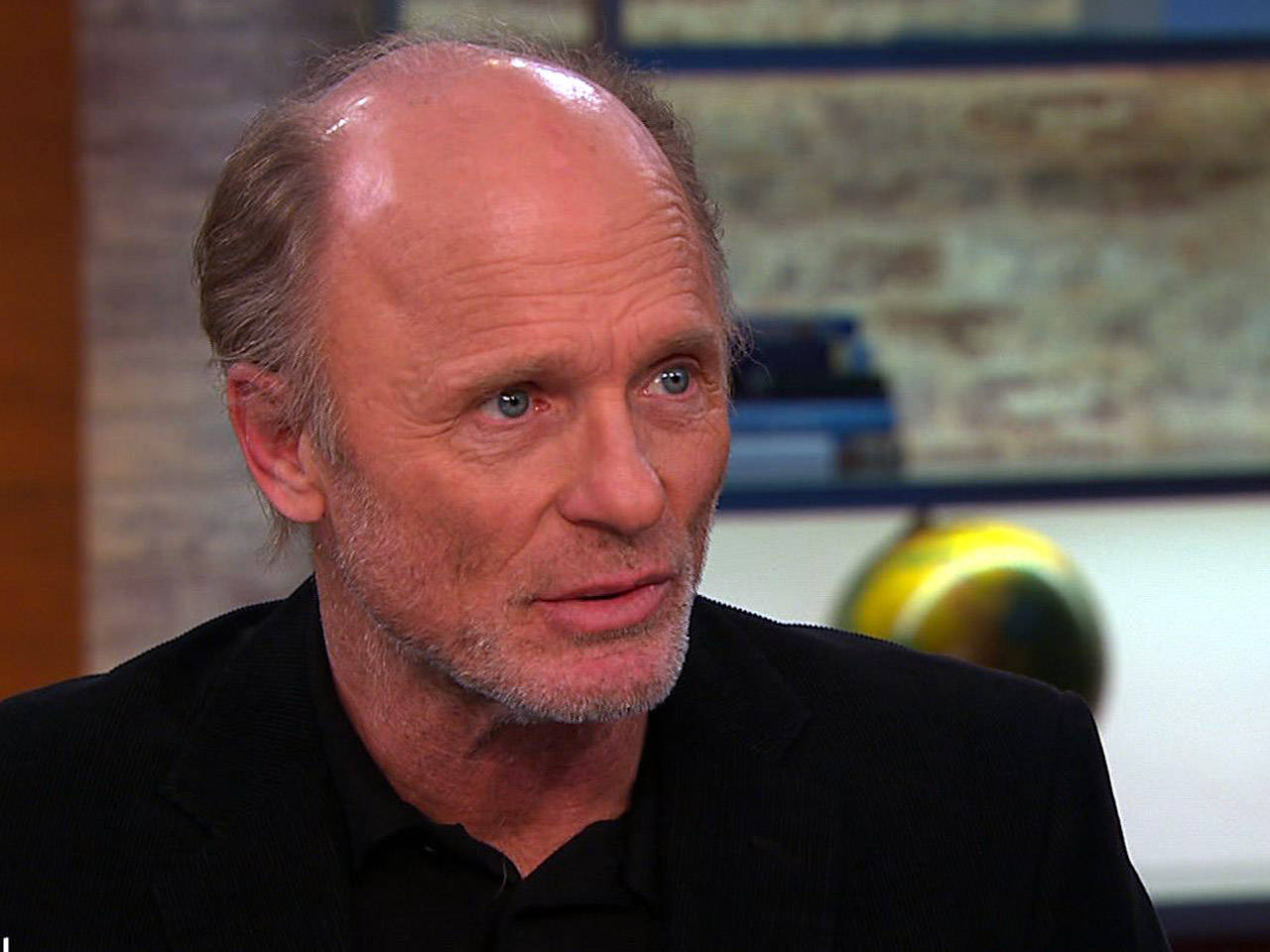 Caption: Renowned Actor Ed Harris During Cbs This Morning Interview Background