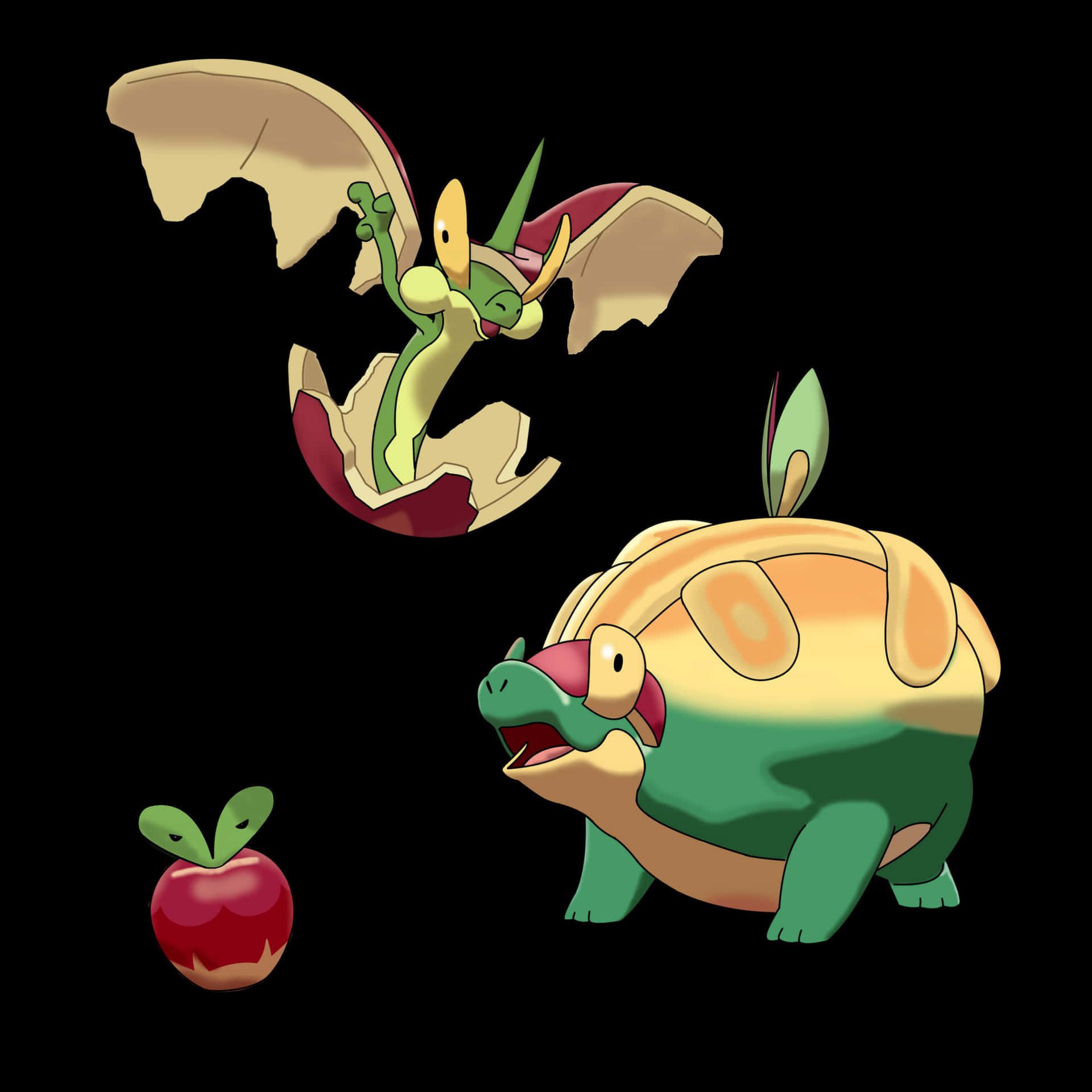 Caption: Revealing The Evolution Chain Of Applin On A White Background Background