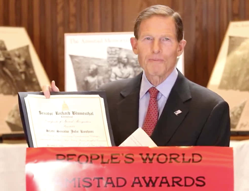 Caption: Richard Blumenthal Presenting Awards Ceremony
