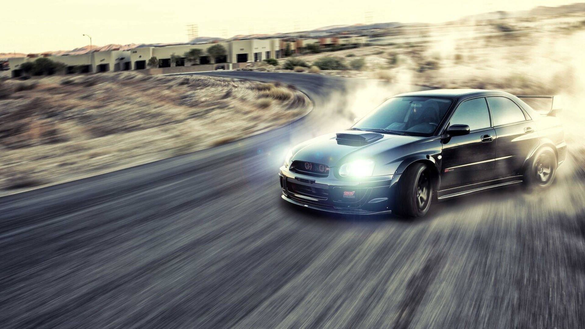 Caption: Roaring Subaru Impreza Wrx Drift Car In Action