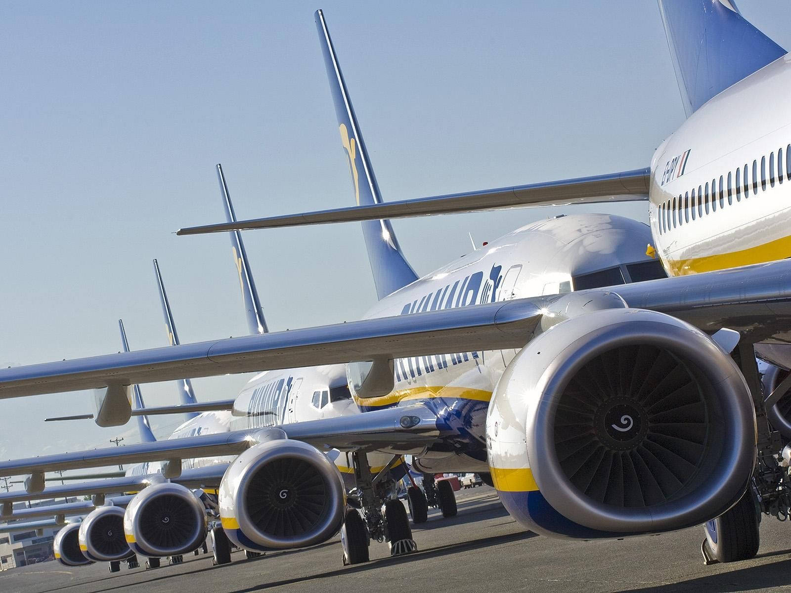 Caption: Ryanair Boeing 737-800 On Runway Background